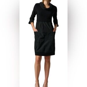 Joseph Ribkoff Black Knee-Length Dress Pockets 3/4 Sleeve Made in Canada Size 16